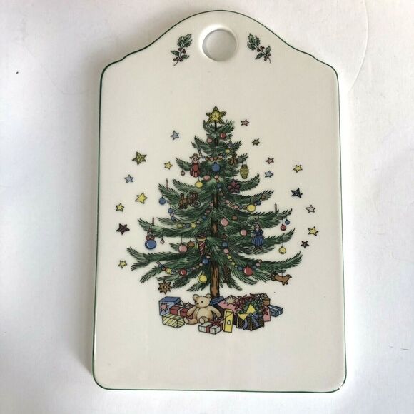 Vintage Christmastime Nikko Serving Ceramic Snack Cheese Board 9" x 5-3/4" Japan - Picture 4 of 8